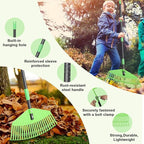 Plastic Leaf Rake with Adjustable 65'' Handle - Lightweight Outdoor Yard Rakes for Leaves,Grass & Pine Needle,Mulch,Gentle On Lawn Garden - Easy to Use for Women,Seniors & Kids