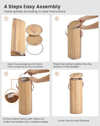 Bamboo Toilet Paper Storage Basket with Lid & Handle - 10L Handwoven Bathroom Organizer for 4 Rolls - Sturdy Stand Holder for Toilet Paper Organization, Natural