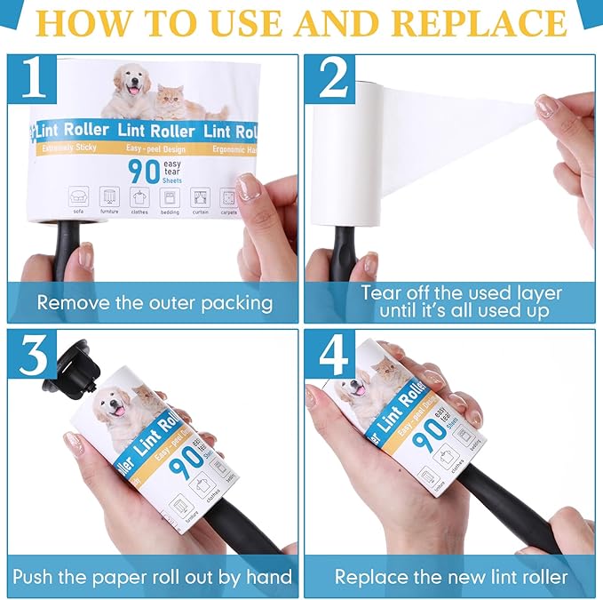 2700 Sheets Lint Rollers for Pet Hair Extra Sticky Portable Lint Remover Brush Roller with 10 Handles 30 Refills Pet Hair Remover for Couch, Clothes Furniture and Carpet Dog Cat