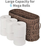 GRANNY SAYS Toilet Paper Storage, Toilet Paper Basket for Bathroom, 6 Mega Rolls Holder with Storage, Waterproof Bathroom Storage Baskets, Brown