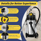 Carpet Cleaner, 110V 1049W 40L Carpet Cleaning Machine Multi-Purpose Wet Dry Upright Vacuum Floor Shampooer Machine with 3 Vacuuming Head for Guest Houses Dry Cleaners Offices