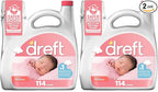 Dreft Stage 1 Newborn Baby Liquid Laundry Detergent,Gentle on Sensitive Skin,HE Compatible,114 loads,(Pack of 2)
