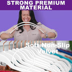 MIZGI Premium Velvet Hangers (30 Pack) Heavy Duty - Non Slip Velvet Suit Hanger White - Copper/Rose Gold Hooks,Space Saving Clothes Hanger (White)