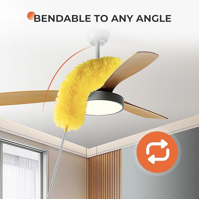 Dusters for Cleaning High Ceiling Fan, Newliton Microfiber Feather Duster with 30'' to 100'' Telescoping Extension Pole, Long Extendable Duster for Home Car Furniture Cobweb, Green