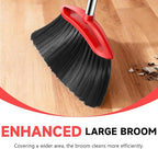 Heavy Duty Broom, 54-inch Adjustable Long Handle Angle Brooms Large Brooms for Sweeping Indoor and Outdoor Commercial Broom for Home Kitchen Patio Garage Porch Courtyard Classroom, Red