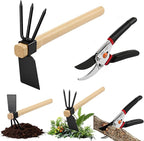 2 Pcs Garden Tools Hoe and Cultivator Garden Rake Bypass Pruning Shears 5/8-Inch Cut Capacity Clippers Gardening Scissors 2-In-1 Heavy Duty Gardening Hand Tools for Digging Weeding Cultivating