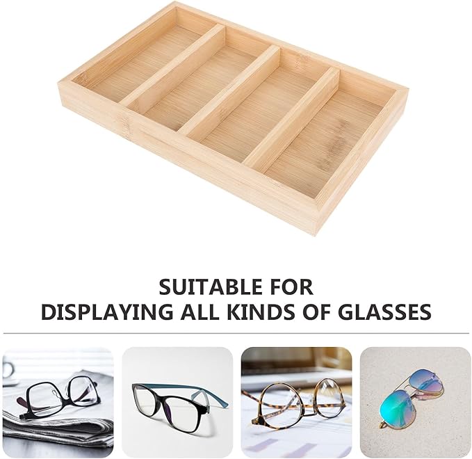 Creative Eyeglasses Storage Tray 4pcs Wooden Sunglasses Display Rack Organizer for Home and Office Eyewear Holder