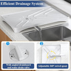 SNTD Dish Drying Rack for Kitchen Counter - Large Dish Rack with Drainboard, Rustproof Dish Drainer with Utensil Holder for Sink, White