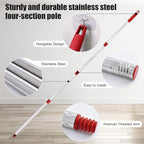 Spin Mop Replacement Handle, 2 Pack Mop Head&Base Scrub Brush 4-Section 30-to-58 inch Mop Replacement Stick Compatible with Ocedar Mop Handle for Easy Wring Mop Refills