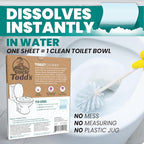 Uncle Todd's Toilet Cleaner Sheets - 100% Dissolvable, Plastic-Free Packaging, Drop, Brush, & Flush - 30 Sheets