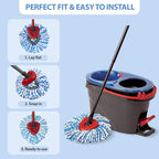 Mop Head Replacement, Microfiber, Easy to Replace, Include 3pcs Mop Replace Heads, 1 Extra Mop Replacement Base, 313