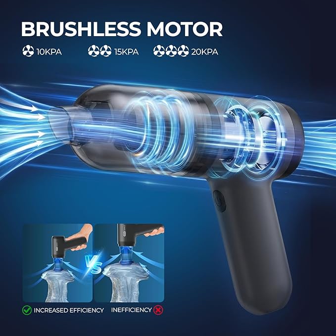 Apical Life Handheld Vacuum Cordless, 12000Pa 75W Mini Vacuum with Blower Function, 24 Mins Runtime, 0.14L Dust Bin, Compact Design with Multi-Accessories for Stairs, Car and Home