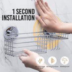 LEVERLOC Shower Caddy Suction Cup Shower Shelves Shower Holder，Silver