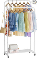 Golpart Clothes Garment Coat Rack Drying Clothing Racks Metal Freestanding for Hanging Clothes Portable Closet for Laundry Bedroom White