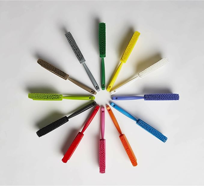 Vikan 45875 Bench Cleaning Brush, Polypropylene/Polyester Soft Bristle Dustpan Brush & Sweeper With Handle, 14-Inch, White