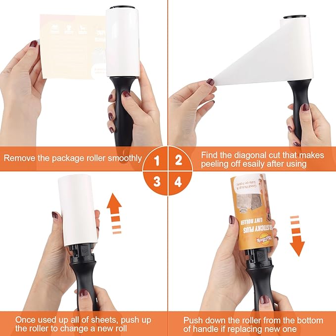 WulaWindy Lint Roller for Pet Hair, Extra Sticky Lint Rollers Pet Hair Remover for Clothes, Work Great on Pet Hair Value Pack (4 Pack)
