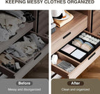 DIMJ Drawer Organizers - Set of 8 Foldable Closet Dividers for Baby Clothes, Socks, Belt, Tie (Black)