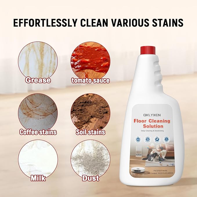2 Bottle Floor Cleaning Solution Compatible with Roborock (Q5/Q7/Q8/Q10/S7/S8/Saros 10R/F25/Qrevo Series), Floor Cleaner Refill for All Robot Vacuums & Cordless Wet Dry Vacuum with Mopping