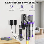 Cordless Vacuum Cleaner, 450W 48KPA 60Mins Vacuum Cleaners for Home,Anti-tangle Wireless Vacumm,Rechargeable Vacuum With Green Light,Powerful Stick Vacuum for Carpet/Hardwood Floors,Pet Hair,Purple