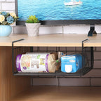 SUFAUY 2-Pack Under Shelf Basket, Under Cabinet Storage Hanging Shelf for Pantry Closet, Black