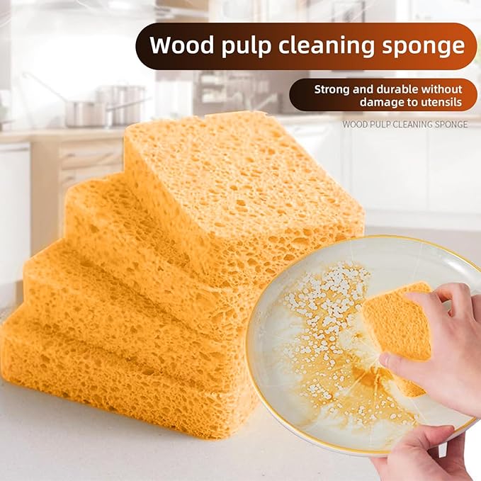24 - Pack Non-Scratch Scrub Sponges - Sponges for Dishes and Washing Dishes, Cleaning Sponges for Kitchen Home and More (Yellow)