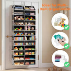 Over The Door Organizer 6 Tiers, Extra Large Behind Door Storage of 12 Compartments, 80 lbs Weight Capacity Hanging Storage Organizer with Clear Window Kids Toys, Shoes, Diapers, Room Storage,Black