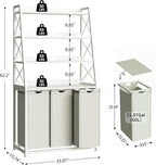 Herture Laundry Basket, 3 Section Laundry Hamper with 4 Tiers Shelf, Pull-Out and Removable Laundry Bags, Large 3 x 15.87 Gallons, for Laundry Room Bathroom White PF05XLW