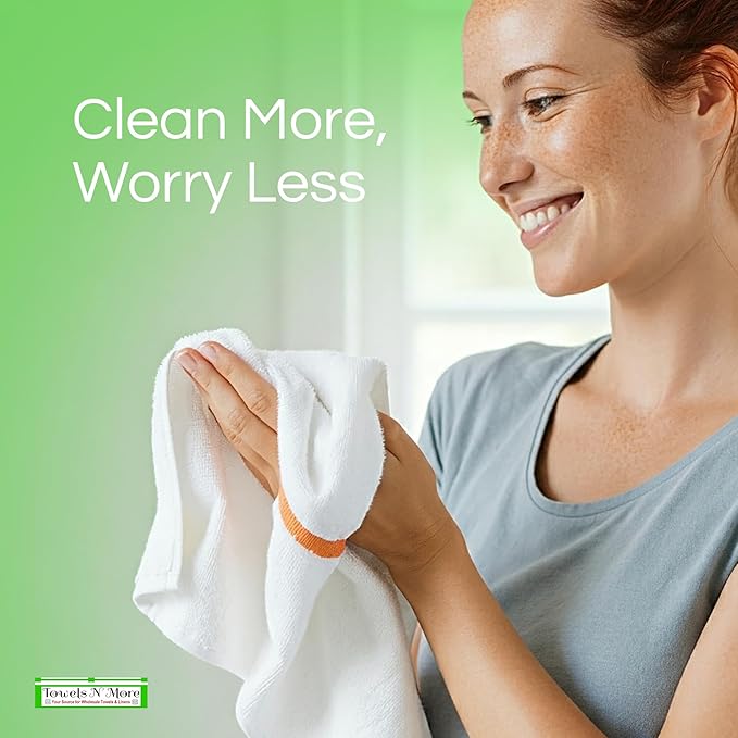 Towels N More 24 Pack 16x19 Bar Mop High Absorbent Cotton Reusable Kitchen Towels- Quick Dry for Chef, Cook, Home, Restaurant, Bar Glass Cleaning (24, Gold Stripe)