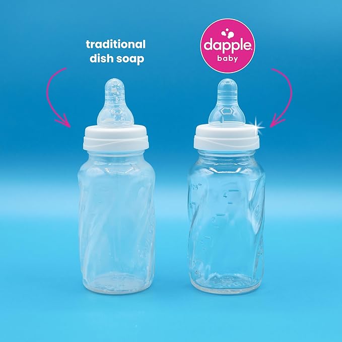 Dapple Baby Bottle Soap, Hypoallergenic Dish Soap for Baby Bottles, Powered by Plants, Fragrance Free, 34 Fl Oz (Pack of 2)