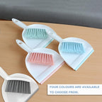 Mini Broom and Dustpan Set Small Dust pan & Brush Set Portable Cleaning Tools for Home Office RV Camping Learning (Green)