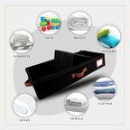 HOMELUX THEORY 2pc Under Bed Storage Containers, Bedroom Under the Bed Drawer Storage Organizer with Bins and Lids, Medium Underbed Clothes Storage Box Ideal for Blanket, Fabric, & Shoes (Black)