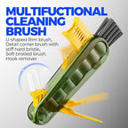 6 Pack Holikme 4 in 1 Cup Lid Cleaning Brush Set with 3 Straws, Multifunctional Bottle Brush, Silicone Cup Lid Gap Cleaner, Durable Bristle Crevice Cleaning Brush, Olive