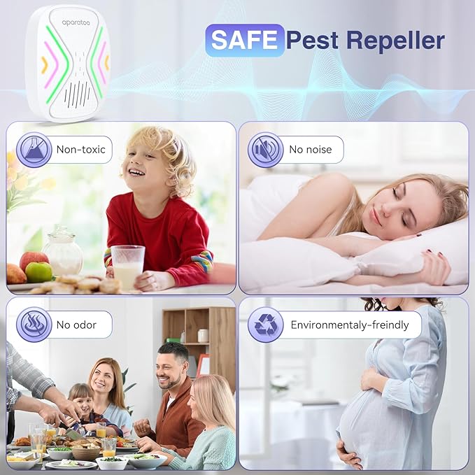 Tiptop Home Mouse Repellent Insect Repellent Plug-in Electronic Pest Repellent, Mouse Deterrent Pest Repeller for Rodents, Cockroach, Mosquito, Spider, Bugs, Mice 4 Packs, white03, ssd-01