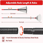 BsBsBest 61 Inch Rake for Leaves with 18 Metal Tines 10-18" Expandable Head Rakes Adjustable Handle for Lawn Leaf Rake Yard Tools for Collecting Leaves, Grass Clippings, Garbage