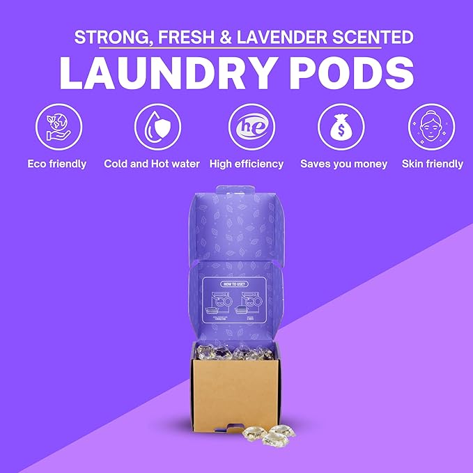 Greenseedz Laundry Pods, Fresh Lavender Scent, 64 Pacs, Eco Friendly, Powerful Clean, Skin Friendly, Biodegradable, HE Compatible