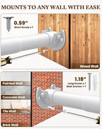 Closet Rod 17-84 IN, Heavy Duty Closet Rods for Hanging Clothes, Adjustable Closet Rods for Wardrobes Storage Laundry RV Bathroom, Easy Install, White
