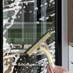 8.9x8.7inch Gold Stainless Steel Shower Squeegee Window Squeegee with Hanging Hook - Glass Wiper Squeegeer Cleaning Tool for Clean Ceramic Tile,Shower Door, Mirror,Window,Car Glass,Table Top