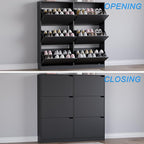 BORNOON Shoe Cabinet with 6 Flip Drawers, Slim Narrow Shoe Storage Cabinet, Freestanding Shoe Organizer for Entryway, Hallway, Foyer