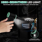 Compressed Air Duster - 150000 RPM Electric Air Duster with Brushless Motor, LCD Display, LED Light, 4 Speed Adjustable Cordless Blower - Rechargeable Air Duster for Equipment, Car, Outdoors and Home