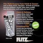 Flitz Metal Polish Paste - 5.29oz USA-Made Polish for Solid Chrome, Stainless Steel, & Aluminum - Non-Abrasive for Light Oxidation - Requires Manual Buffing - Not for Plated/Coated Surfaces (10-Pack)