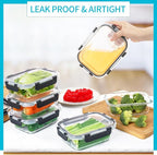 Skroam 10 Pack Glass Meal Prep Containers, 22 OZ Glass Airtight Food Storage Containers with Lids, Pantry Kitchen Storage Containers for Lunch, Food Storage, Meal Prep, Lunch Bento Boxes