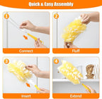 40 Count 360° Heavy Duty 2 Sided Duster Refills Compatible with Swiffer, Large Size-Extra Thick Disposable Electrostatic Feather Duster Refill with 1 Short Handle for Furniture, Blinds, Ceiling