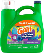 Gain + Odor Defense Liquid Laundry Detergent, Super Fresh Blast Scent, 107 Loads, HE Compatible Washing Soap (Packaging May Vary)