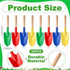 Gisafai 24 Pcs Toy Shovels for Kids Gardening Tools Kids Shovel Mini Metal Garden Shovel Sand Shovels with Sturdy Wooden Handle for Summer Beach Toddler Soil Planting Digging Tools, 4 Colors