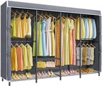 VIPEK V40C Plus Heavy Duty Clothes Rack with Oxford Fabric Cover, Extra Large Covered Clothing Rack for Hanging Clothes Portable Wardrobe Closet Black Closet Rack with Grey Cover, Max Load 1300lb