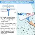 Window Squeegee Washing Kit for High Window, Shower Glass Door, Mirror Cleaning, with 69-inch Extension Pole, Extra 14'' Wide Squeegee and 2 Microfiber Scrubbers Included