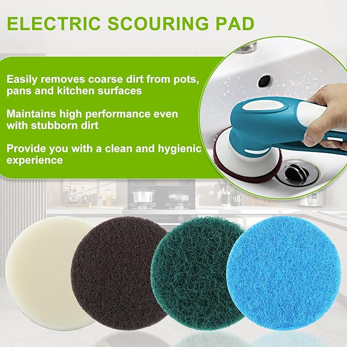 16pcs Electric Cleaning Brush Pad Set 4 Foam Pads 4 Kitchen Mats 4 Performance Pads 4 Microfibre Pads fit for Dremel Versa Cleaning Brush