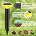 Solar Mole Repellent, Ultrasonic Gopher Repeller Outdoor, Solar Powered Waterproof Snake Repellent Deterrent Gopher Vole Snake Pest and Other Animals from Lawn Garden Yard Home(LightYellow, 4 Packs)