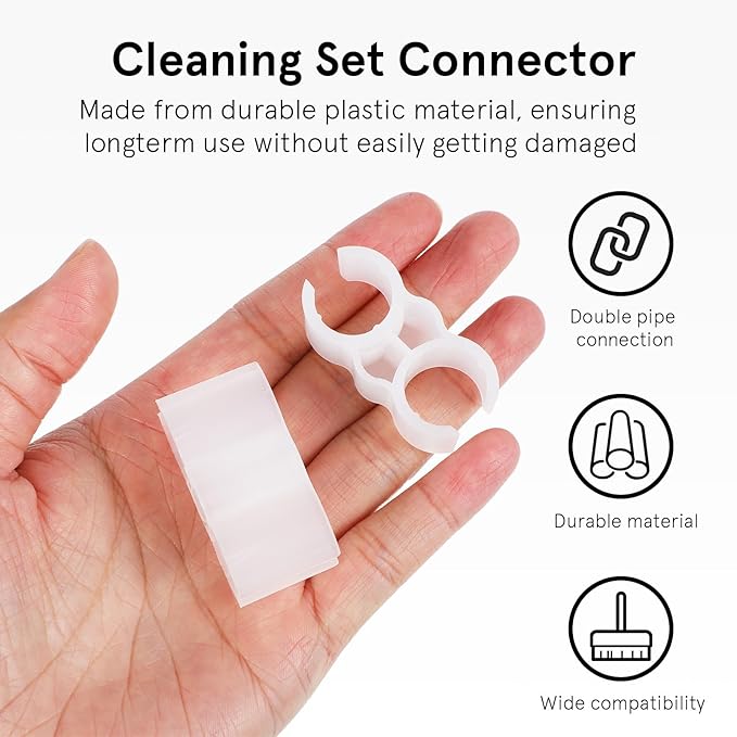 2pcs Double Clamp Broom and Dustpan Connector Set, Secure Cleaning Pole Clamp Accessories for Household Sweeping Tools, Sturdy Dustpan Handle Clip for Home and Office Use