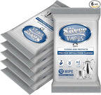 6 Pack/ 72 Pcs Silver Cleaner Wipes Silver Polish Jewelry Cleaner Cleaning Jewelry Wipes for Silverware Stainless Steel Brass Metal Tarnish Remover